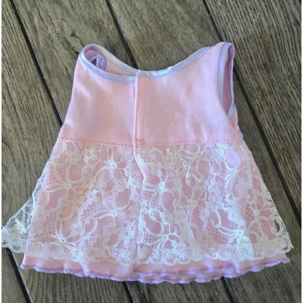 Vintage 2005 CPK Cabbage Patch Kids Pink & Purple Tank Top W/White Lace Overlay